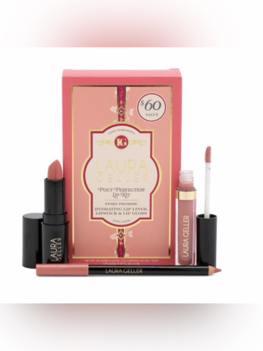Laura Geller Pout Perfection Pinky Promise 3 Piece Lip Liner, Gloss and Lipstick